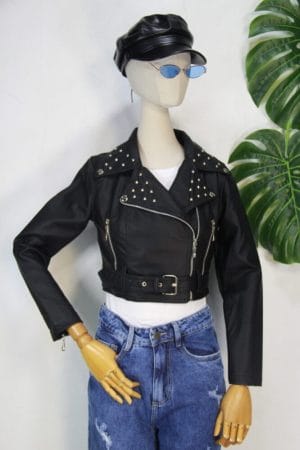 Chaqueta en eco cuero corta para mujer - Imagen 5