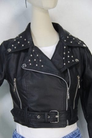 Chaqueta en eco cuero corta para mujer - Imagen 4