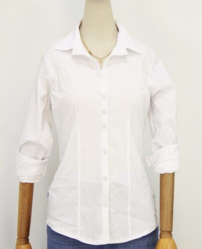 Camisa blanca manga larga para mujer