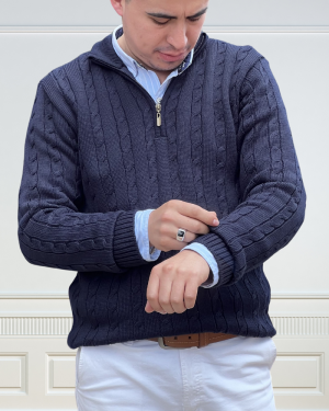Suetér Halfzip Hombre  azul