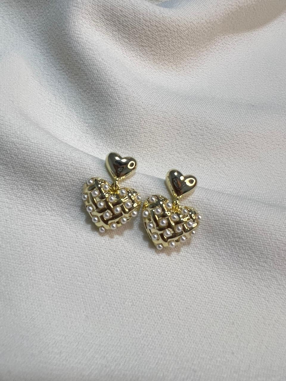 Aretes DUHERSH Corazón Perlado