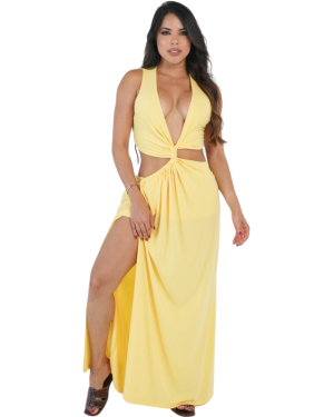 Vestido Largo con Corte Frontal y Abertura en Pierna - Imagen 2