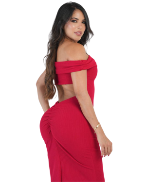 Vestido Largo Escote Bardot con Espalda Descubierta - Imagen 5