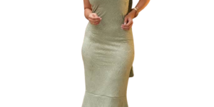 Vestido Largo Strapless con Lazo Posterior